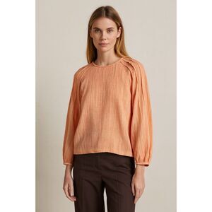 CECILIE Copenhagen Orange Stripe Long Sleeve Blouse Shirt Top   Women's Size XS